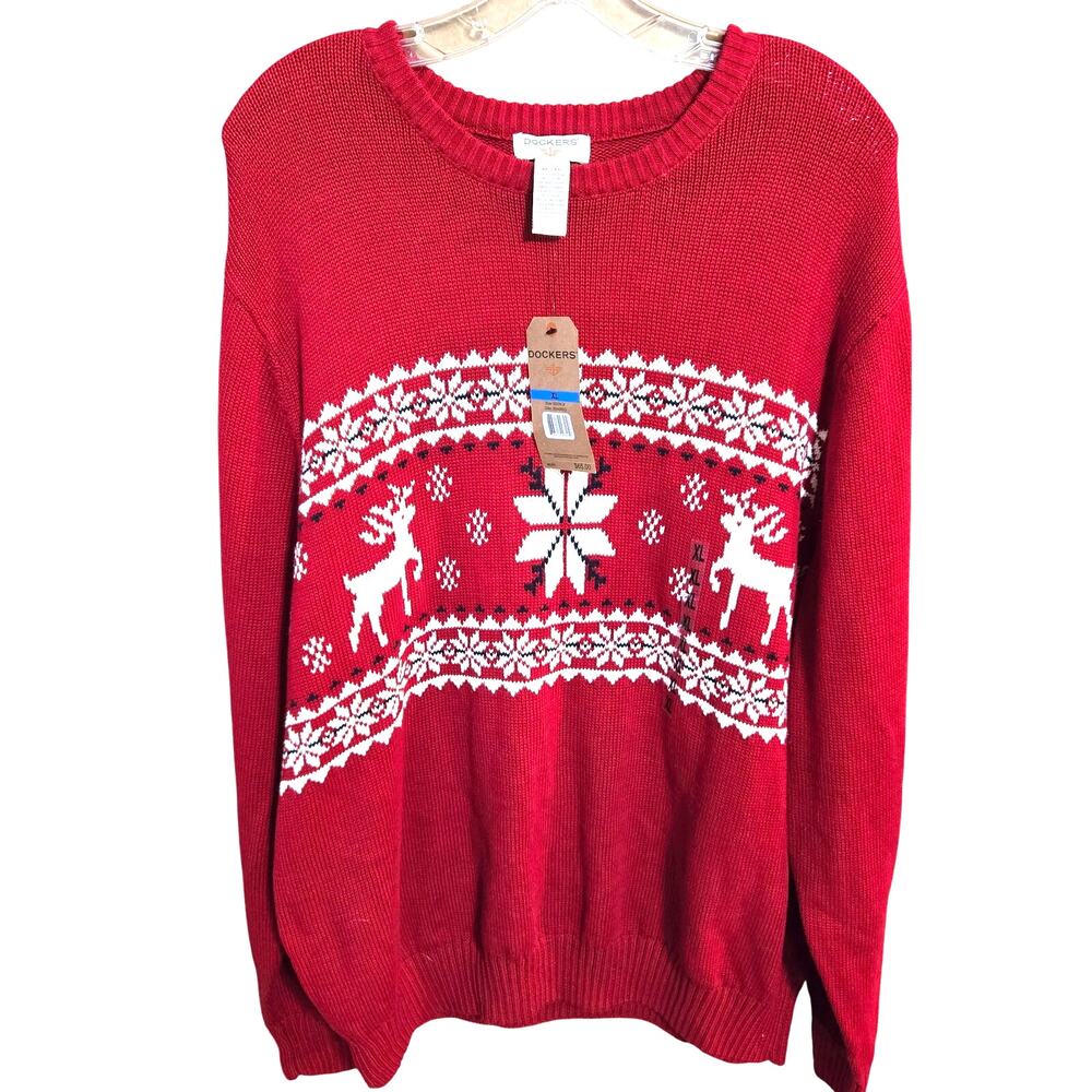 NWT Docker Maroon XL Men's Long Sleeve Winter Christmas Sweaters Extra Large New